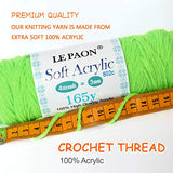 LE PAON Acrylic Yarn Skeins Total of 165 Yards Craft Yarn | for Knitting and Crochet Perfect Beginner Yarn(Neon Grass Green)