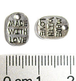 Heather's cf 216 Pieces Silver Tone Made with Love Elliptical rectangle Beads DIY Charms Pendants