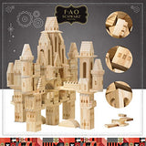 {150 Piece Set} Wooden Castle Building Blocks Set FAO SCHWARZ Toy Solid Pine Wood Block Playset Kit