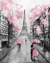 URANGEL 5D DIY Diamond Painting Full Round Drill Pink Eiffel Tower Rhinestone Embroidery Arts Craft Adults Children Paint by Number Kits Cross Stitch for Wall Decoration 12X16 inches