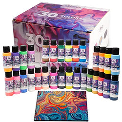 Acrylic Pouring Paint Set | 30 Vibrant Colors Including An Array Of Metallic, Neon & Pastel Paints | Pre Mixed, Ready to Use, High Flow Paint For Canvas, Paper, and More | 2 Ounces Per bottle, 30 Colors