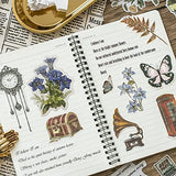 180PCS Watercolor Vintage Plant Flower Mushroom Butterfly Bird Washi Stickers for Scrapbooking Journal Planner