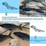 SUN RDPP Metal Fish Wall Decor, Aqua Theme Metal Wall Sculpture Marine Decor for Home Garden Bedroom,150X42cm…