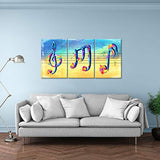 LoveHouse 3 Panel Blue and Yellow College Music Notes Canvas Wall Art Rhythm Song Modern Giclee Painting Classroom Living Room Bedroom Decoration Watercolor Ready to Hang 16x24inchx3pcs