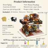 SPILAY DIY Miniature Dollhouse Wooden Furniture Kit,Handmade Mini Modern Villa Model with Dust Cover and Music Box,1:24 Scale Creative Doll House Toys Best Birthday Gift for Friend Adult Lover