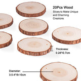 chfine Natural Wood Slices, 20Pcs 3.5-4 Inch Unfinished Wood Round Discs Wooden Circles with Predrilled Hole and 33 Feet Twine String for DIY Arts Crafts Christmas Halloween Party Wedding Ornaments
