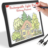 Rechargeable Light Box for Tracing Board Portable Cordless Light Pad Drawing A4 LED Trace Lights, Golspark Wireless Battery Operated Copy Board Dimmable Black Diamond Painting Sketch - Gift for Kids