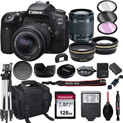 Canon EOS 90D DSLR Camera with 18-55mm STM Lens+ 128GB Card, Tripod, Case, and More (22pc Bundle)