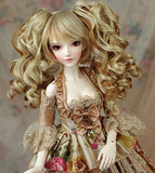 (22-24CM)1/3 BJD Doll SD Fur Wig Dollfie / 2 Colors Creamy-White + Light Brown / Long Curl Hair with 2 Ponytails / Miku Sytle