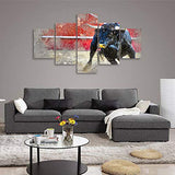 5 Panel Canvas Wall Art Spanish Bullfight Pictures Home Wall Decor for Living Bedroom Oil Paintings on Canvas Abstract Graffiti Bull Poster Wooden Stretched Framed Art Ready to Hang-70''Wx40''H