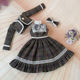 BJD Handmade Doll Autumn and Winter Plaid Skirt Suit for 1/3 BJD Girl Dolls Clothes Accessories