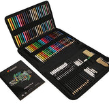 74-Piece Drawing Set - Beginner or Professional Tool Set, Pencil Case with Watercolor Pencils, Colored, Graphite, and Charcoal Pencils + Accessories - Sketch Book Included - Art Supplies for Adults