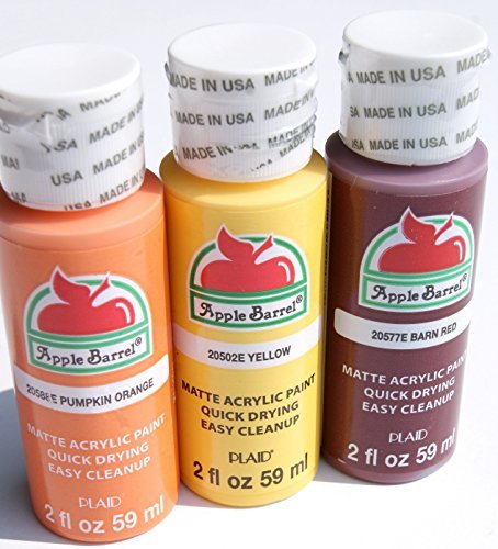 Apple Barrel Fall/Autumn Acrylic Paint Set - Pumpkin Orange, Barn Red, and Yellow (2 Ounces Each)