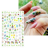 JMEOWIO 10 Sheets Spring Flower Nail Art Stickers Decals Self-Adhesive Pegatinas Uñas Leaves Summer Nail Supplies Nail Art Design Decoration Accessories