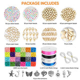 Imbuty 4358+Pcs Clay Beads 6mm 24 Colors, Heishi Beads Flat Round Polymer Clay Spacer Beads with Letter Bead Pendant Charms 4 Roll Elastic Strings for DIY Jewelry Making Bracelets Necklace Earring Kit