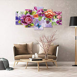 Alloyseed DIY Full Drill 5D Diamond Painting Kits for Adults Kids Butterfly Flowers 5 Pictures Sets of Splicing Paintings Diamonds Painting Combination Craft Kit for Home Wall Decor 37.4 X 17.72"
