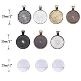 35 Pieces 7 Colors Pendant Trays Round Bezel, 35 Pieces Glass Cabochon Round Clear Dome-25 mm/1