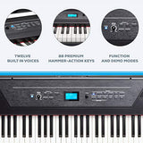 Digital Piano Bundle - Electric Keyboard with 88 Weighted Keys, Built-In Speakers, 12 Voices and Sustain Pedal – Alesis Recital Pro and M-Audio SP-2