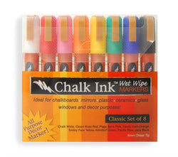 Chalk Ink 6mmClassic8WW 6mm Classic Wet Wipe Markers, 8-Pack