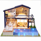 Fsolis DIY Dollhouse Miniature Kit with Furniture, 4D Wooden Miniature House with Dust Cover and Music Movement, Miniature Dolls House Kit