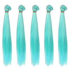 25x100cm Straight Smooth Green Ombre Heat Resistant Doll Hair Weft for Crafting BJD Blythe Pullip Doll's Wig 5pcs/lot