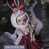BJD Dolls 1/6 Sweet Girl SD Doll 27.3cm Ball Joint Doll with Dress Set + Rabbit Ear Hat + Shoes + Socks + Wig + Makeup, Action Figure DIY Toy