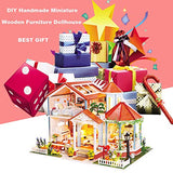 Roroom Dollhouse Miniature with Furniture,DIY 3D Wooden Doll House Kit Villa Style Plus with Dust Cover and Music Movement,1:24 Scale Creative Room Idea Best Gift for Children Friend Lover L2001