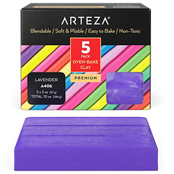 Arteza Polymer Clay, 10 oz Pack, 284-g, Lavender A406, Soft Oven-Bake Clay, Art Supplies for Crafts and Jewelry Making