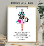 Glam Luxury Fashion Design Coco Quote - Couture Fashionista Wall Art Decor Poster Print - 8x10 Gift for Women, Bathroom, Teens Room, Girls Bedroom