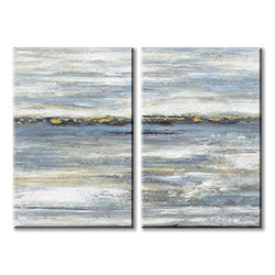 UTOP-art Abstract Wall Art Canvas Picture: Heavy Textured Hand Painted Artwork Seascape Painting for Living Room ( 24'' x 36'' x 2 Panels )