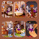 XDXDO Doll House for Girls, Large 4-Layer DIY Construction Toy Set, Doll Dress-Up Toy Set with Furniture Doll Accessories, Suitable for Over Three Years Old