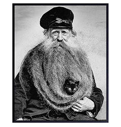 Sea Captain w/Black Cat Wall Art - Weird Creepy Vintage Photo - Nautical Wall Decor - Beach House Decor - Gift for Cat Lover, Ocean Wall Art and Boating Fans, Men, Sailor - 8x10 Poster Picture Print