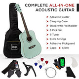 Best Choice Products 41in Full Size Beginner All Wood Acoustic Guitar Starter Set w/Case, Strap, Capo, Strings, Picks, Tuner - Socal Green