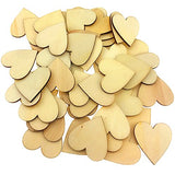 Akusety 2-Inch Unfinished Wooden Heart Blank Wood Cutout Heart Slices Discs DIY Crafts - Bag of 100