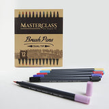 Masterclass Premium Dual Tip Brush Markers, 12 Color, Non-Toxic Water Based Double Tip Pens