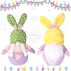 Skylety Set of 2 Easter Bunny Gnomes Swedish Tomte Spring Elf Gnome Handmade Plush Doll Home Household Ornaments for Easter Holiday Home Decoration