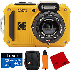Kodak PIXPRO Astro Zoom WPZ2 20MP Digital Camera, 3" LCD Bundle with Lexar 64GB Memory Card, Deco Photo Camera Case, Vivitar Orange Camera Wrist Strap and Microfiber Cleaning Cloth