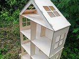 Wooden DollHouse Scale 1:6, Dollhouse miniature 3 floors, Dollhouse kit