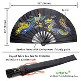 OMyTea Performance Large Hand Folding Fan - Chinese/Japanese Kung Fu Tai Chi Handheld Fan for