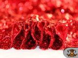 Sequin Fabric Seaweed 58" Wide Sold By The Yard (RED)