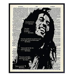 Bob Marley Quotes Dictionary Wall Art Print - Vintage Home Decor for Living Room, Bedroom, Dorm Room, Den, Man Cave - Perfect Gift for Reggae Fans - 8x10 Photo - Unframed