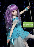 (15-16CM) BJD Doll Hair Wig 1/6 YOSD DZ DOD LUTS/3 Colors Mixed, Pink+Light-Purple + Creamy-White, Medium Hairstyle/FBE173