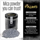 FIREDOTS Knight Silver Mica Powder, Massive 100 Gram Pot of True Cosmetic Grade Mica with Pearlescent Effect, 100% Pure for Artists Working in Resin Art, Epoxy, Concrete, Soaps, and Cosmetics