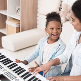 Vangoa VGK6101 White Piano Keyboard 61 Light up Keys Full-size, Electric Keyboard Piano with Stand for Beginner Kids Teens Adult, 3 Teaching Modes
