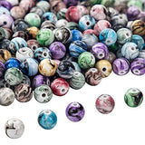 Quefe 500pcs 8mm Multi Color Acrylic Round Loose Beads in Ink Patterns with 50 Pcs Spacer Beads and