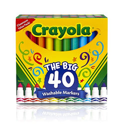 Crayola 58-7858 Ultra-Clean Washable Broad Line Markers, 40-Count