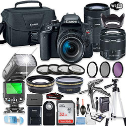 Canon EOS Rebel T7i DSLR Camera Bundle with Canon EF-S 18-55mm STM Lens & EF 55-250mm STM Lens + 32GB Sandisk Memory + Canon Case + TTL Speedlight Flash (Good Upto 180 Feet) + Accessory Bundle