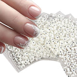 30pcs Flower Nail Art Stickers 3D Self-Adhesive Nail Art Supplies White Flower with Rhinestones Nail Art Decals Elegant Small Floral Petal Nail Design Charms for Women Girls Manicure Tips Decoration