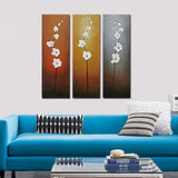 Wieco Art 3 Piece White Flowers Oil Paintings on Canvas Wall Art for Living Room Bedroom Home Decorations Modern Stretched and Framed 100% Hand Painted Contemporary Grace Abstract Floral Artwork