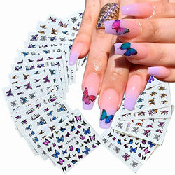 30 Sheets Butterfly Nail Art Stickers Colorful Butterflies Decals for Nails Art Design Water Transfer Decals Butterfly Nail Art Foil Sticker Female Trend Butterfly Acrylic Nail Art Supplies